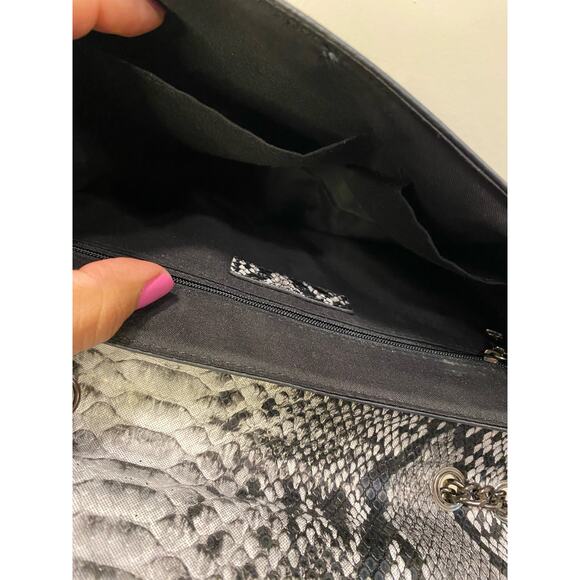 Gray Vegan Leather Snake Print Badgley Mischa Small Shoulder Purse Chain Rivet - Picture 8 of 14